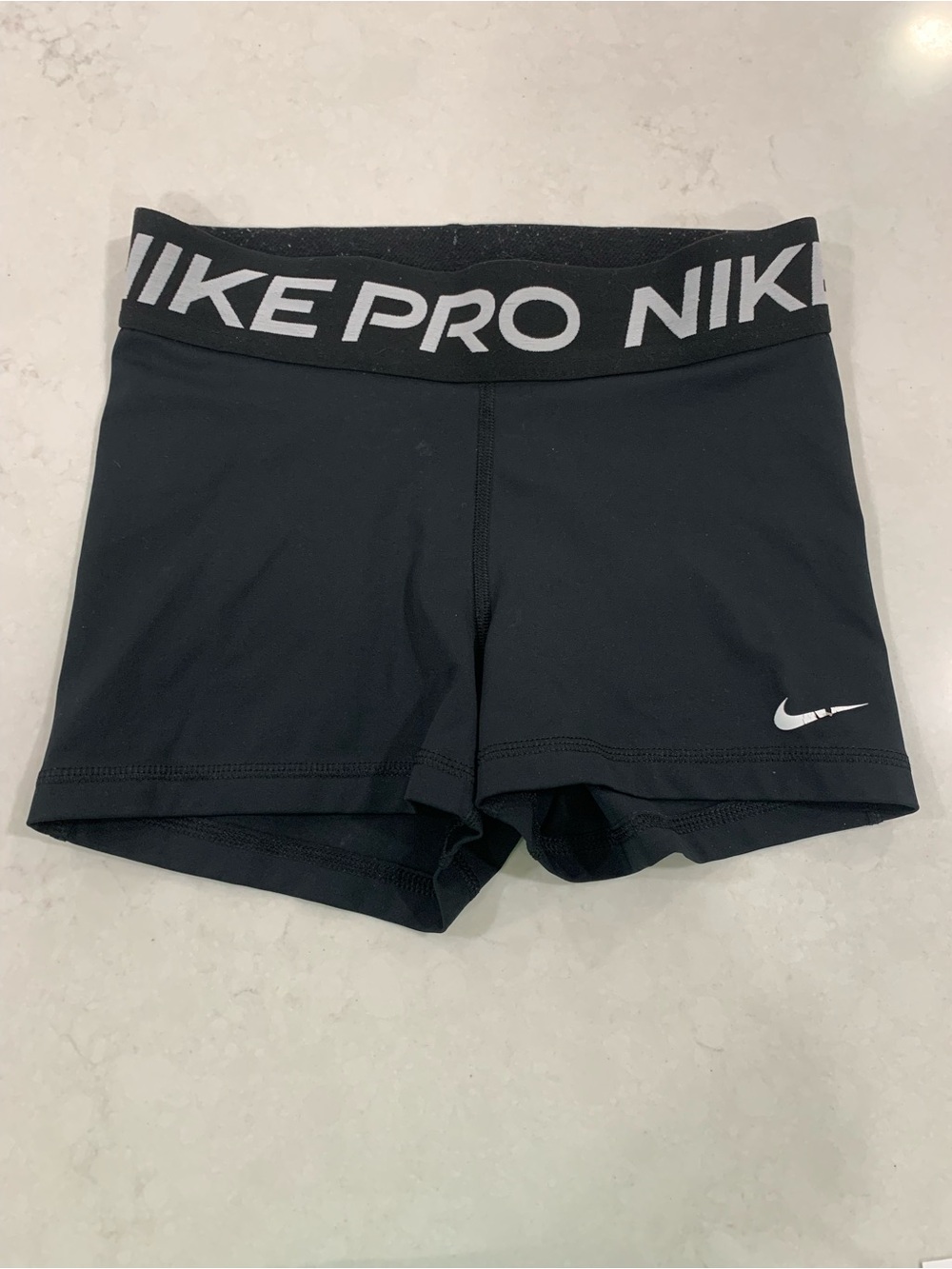 Nike Pro Women's Black Athletic Compression Shorts with Logo Waistband Size Smal